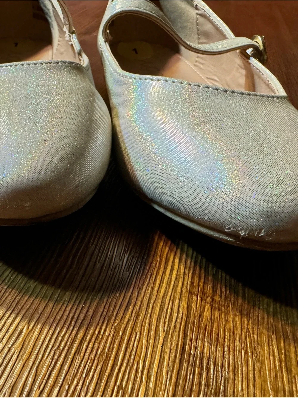 Sugar Girls Size 1 Iridescent Shimmer Mary Jane Dress Shoes Rhinestone
